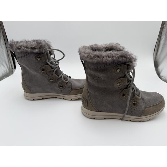 Sorel Winter Boots Womens 7.5 Explorer Joan Gray Suede Faux Fur NL3039-052 - Picture 6 of 8